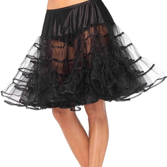 Leg Avenue Black Knee Length Petticoat Skirt One Size - Picture 1 of 9